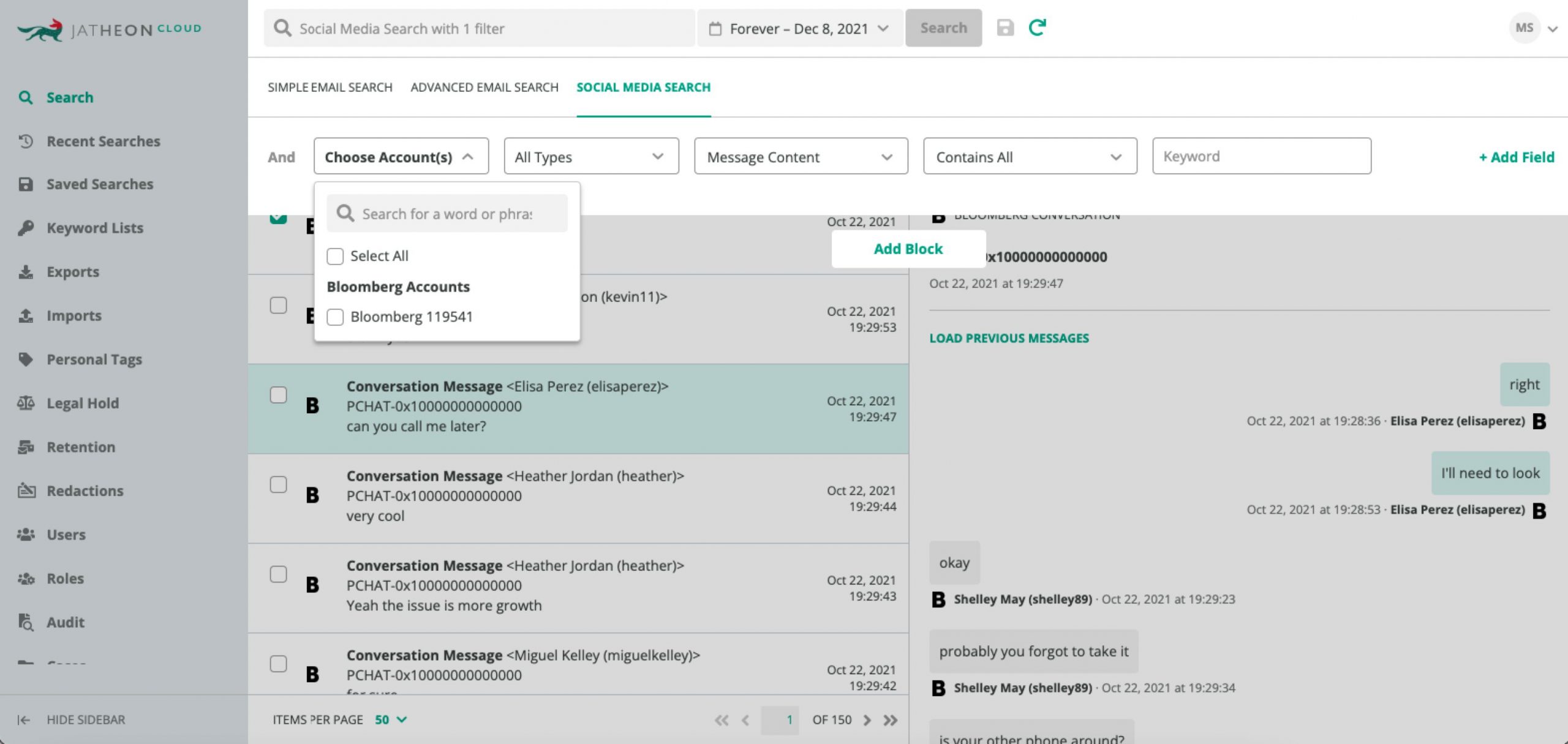 Bloomberg social archiving on JC